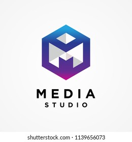 Media Creative Letter M logo template