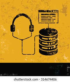 Media and database concept design, yellow grunge vector