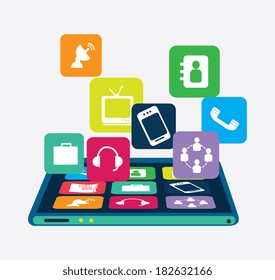 Media design over gray background, vector illustration