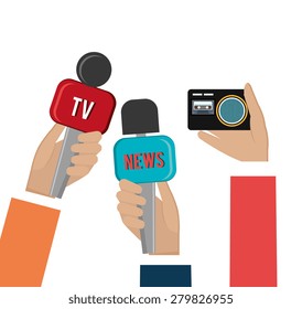 Media design over white background, vector illustration.