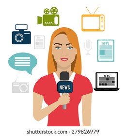 Media design over white background, vector illustration.