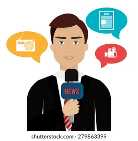 Media design over white background, vector illustration.