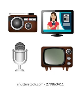 Media design over white background, vector illustration.