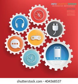 
Media design,gear info graphic on clean background,vector