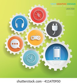 
Media design,gear info graphic on clean background,vector