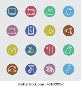 Media device color circles line icon