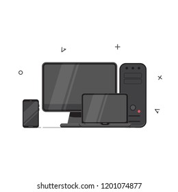 Media devices with on a white background. Vector illustration.