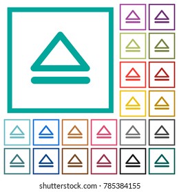 Media eject flat color icons with quadrant frames on white background