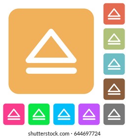 Media eject flat icons on rounded square vivid color backgrounds.