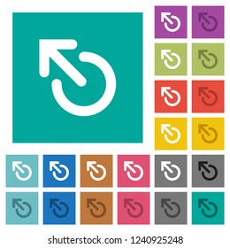 Media eject multi colored flat icons on plain square backgrounds. Included white and darker icon variations for hover or active effects.