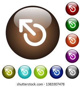 Media eject white icons on round color glass buttons