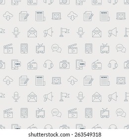 Media Electronic Line Icon Pattern Set