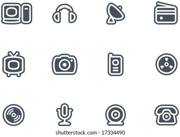 Media, Electronics & Communications  - Vector Icons Set
