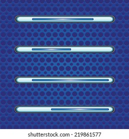 Media elements on metal background. UI sliders. vector illustration
