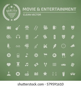 Media and entertainment icon set,clean vector