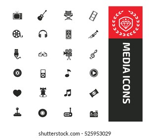 Media and entertainment icons design,clean vector