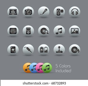 Media & Entertainment // Pearly Series -------It includes 5 color versions for each icon in different layers ---------