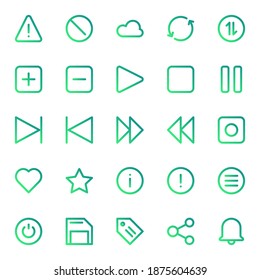 Icono multimedia y de interfaz de usuario esencial en estilo degradado. Bueno para sitios web, aplicaciones móviles y cualquier propósito