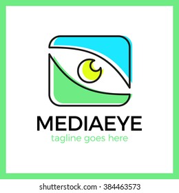 Media Eye Logo. Eye Logo design vector template. Colorful media icon. Creative Vision Logotype concept.