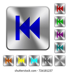 Media fast backward engraved icons on rounded square glossy steel buttons