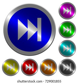 Media fast forward icons on round luminous coin-like color steel buttons