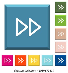 Media fast forward white icons on edged square buttons in various trendy colors