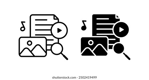 Symbolsatz für Mediendatei. Dateien Medienzeichen. für mobiles Konzept und Webdesign. Vektorgrafik auf weißem Hintergrund