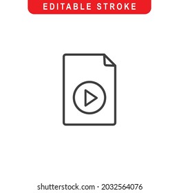 Media File Outline Icon. Document of Media Line Art Logo. Vector Illustration. Isolated on White Background. Editable Stroke
