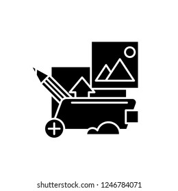 Media files black icon, vector sign on isolated background. Media files concept symbol, illustration 