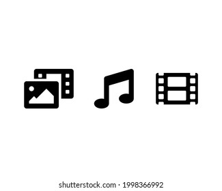 Media files icons for web, mobile and ui design. Photo music video multimedia symbols isolated. Vector illustration EPS 10