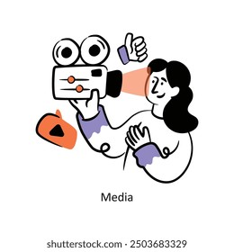 Media filled outline Style Design Vector Stock illustration. 