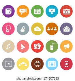 Media flat icons on white background, stock vector