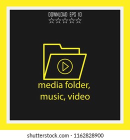 media folder, music, video vector icon