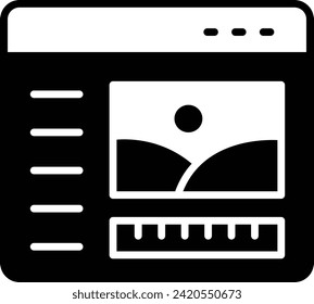Galería de medios con concepto de navegación lateral, Gestión de carteras con diseño de iconos de vector carrusel, diseño web y símbolo de desarrollo interfaz de usuario signo gráfico, ilustración de material de ingeniería de sitios web