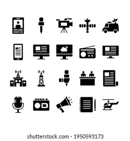 Media glyph icon style design template