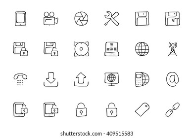 Media Hand Drawn Doodle Icons 4