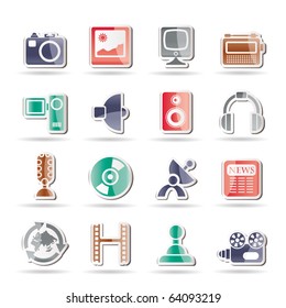 Media and household equipment icons - vector icon set