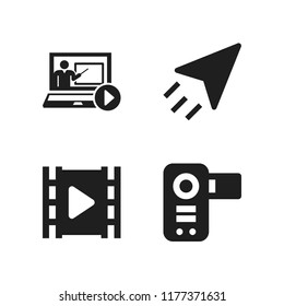 media icon. 4 media vector icons set. film, educational video and camcorder icons for web and design about media theme