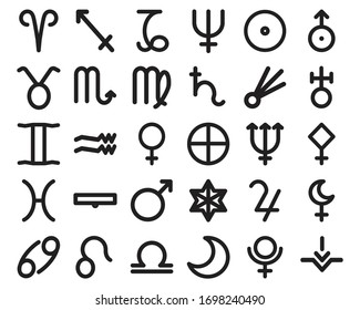 Media Icon Astrological Symbols Line Style for any purposes website mobile app presentation