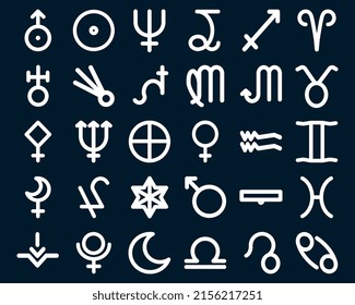 Media Icon Astrological Symbols Line Style For Any Purposes Website Mobile App Presentation