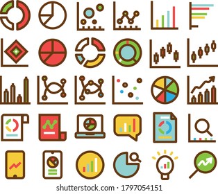 Media Icon chart and graphic color for any purposes website mobile app presentation