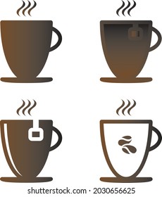 Media icon of coffee and tea cups, with gradient style