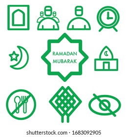 Media Icon Green Ramadan Kareem Line Style for any purposes website mobile app presentation