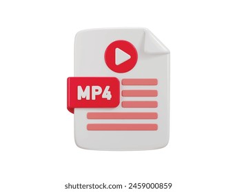 media icon with mp4 file format icon 3d rendering vector illustration