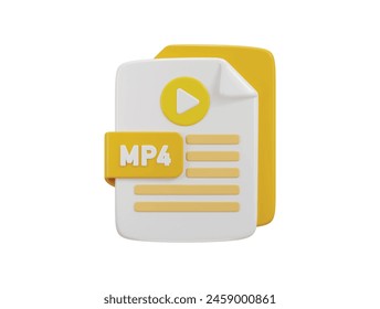 media icon with mp4 file format icon 3d rendering vector illustration