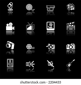 Media icon series set. A series set of icons relating to various types of media.