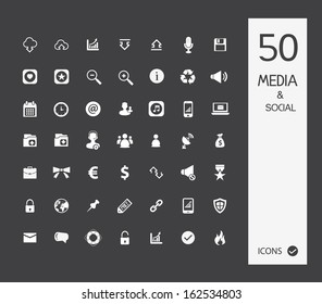 Media icon set (set of 50 quality media icons )