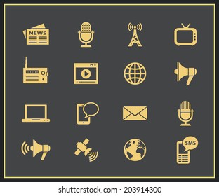 Media icon set. Communication and news concept. Vector icons for news information agency