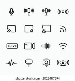 Media Icon Set. Icons for Podcast, Videocast, Livestream and Vlog.