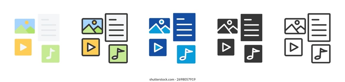 Conjunto de iconos de medios Multi Style Varias colecciones